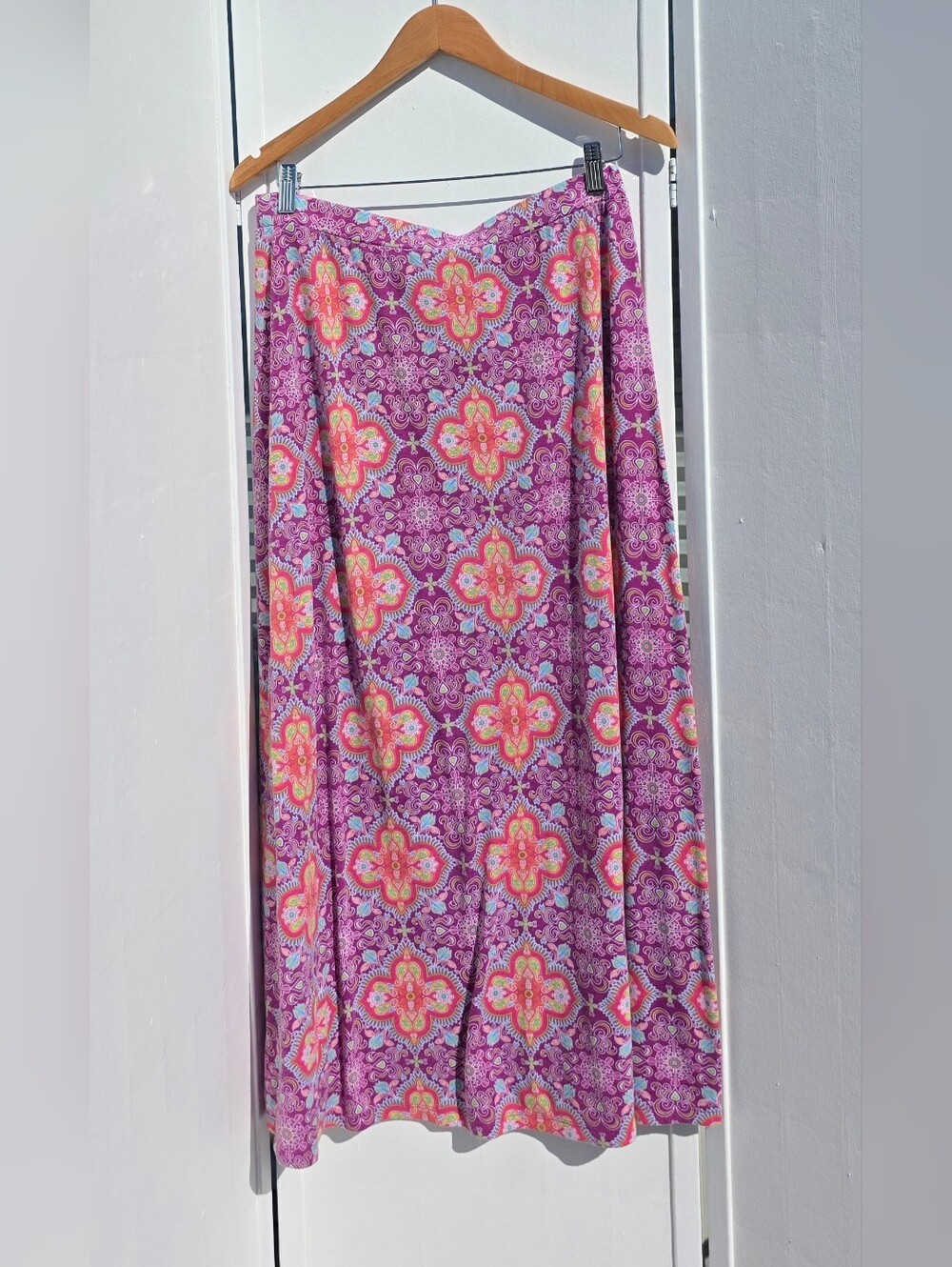 Great Northwest Indigo Size L Purple Boho Floral Print Maxi Skirt
